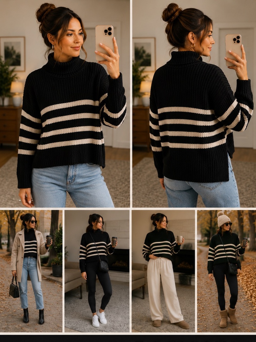 🖤 Old Navy Chunky Knit Striped Open Cardigan — Size Large
